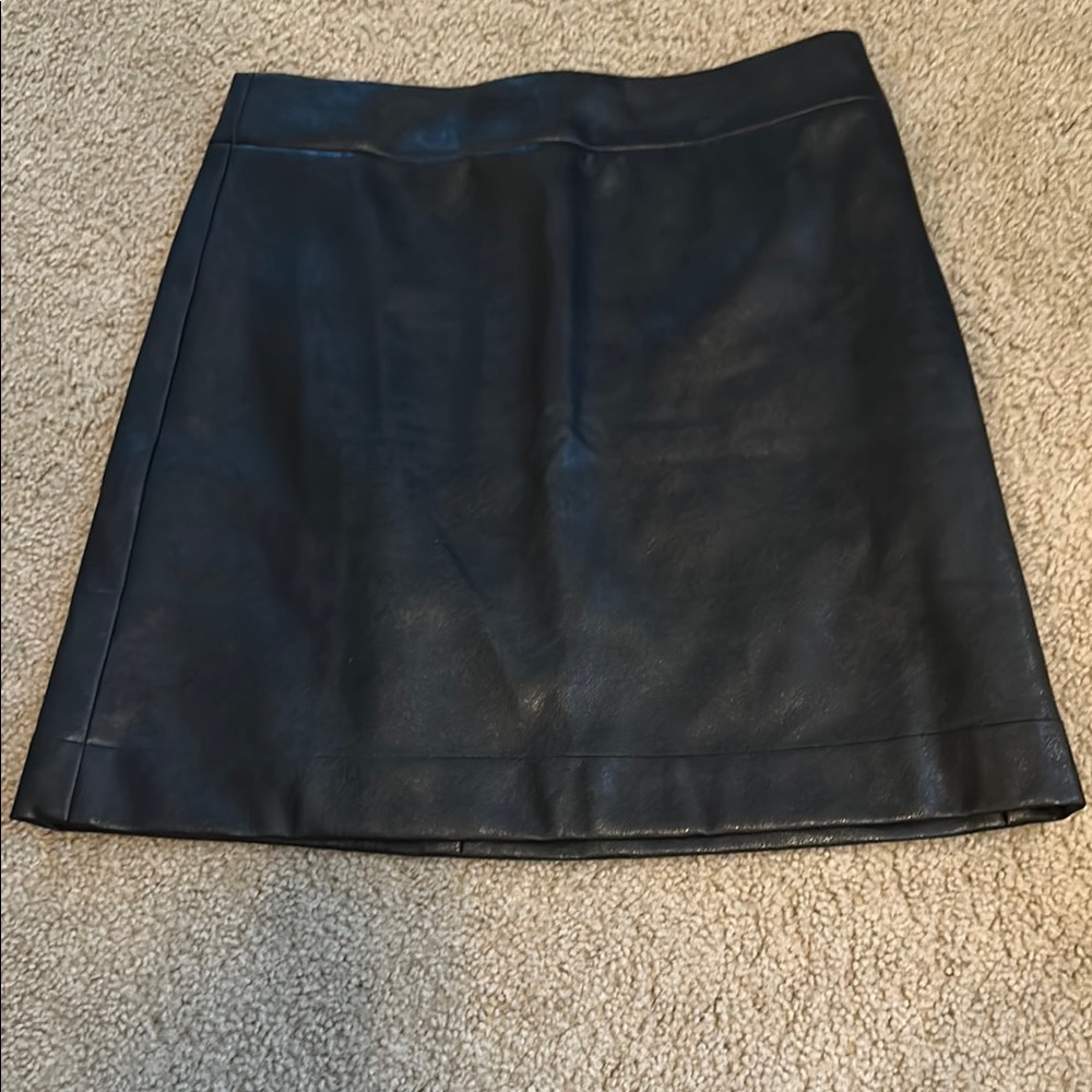 Jcrew Factory Black Faux Leather A-Line Skirt